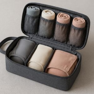 22 Underwear and Sock Organizer for Travel Portable Bra Storage Bag with Dividers and Zipper Pocket for Intimates and Small Accessories Pink