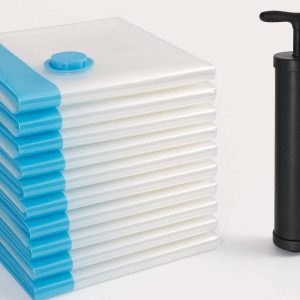 3 Vacuum Storage Bags for Clothes Set of 8 Space Saver Compression Bags with Hand Pump for Wardrobe Closet and Luggage Travel Organization