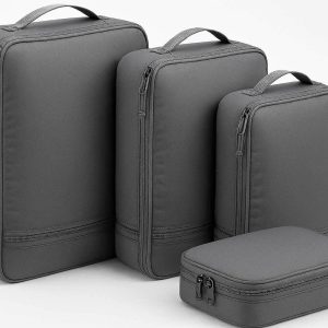 18 Compression Packing Cubes for Travel Set of 4 Expandable Nylon Luggage Organizer Bags with Heavy Duty Zippers for Backpacking Suitcase Gray