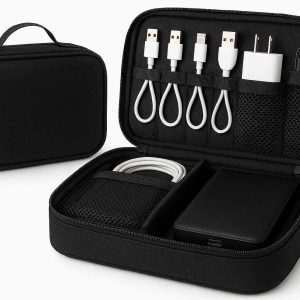 20 Digital Accessories Storage Bag Double Layer Electronics Organizer for Cables Chargers Hard Drives and Power Banks Travel Gear Black