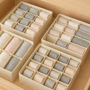 Underwear and Sock Organizer for Wardrobe Drawer Set of 4 Foldable Fabric Dividers for Storing Bras Ties Belts and Small Clothing Items